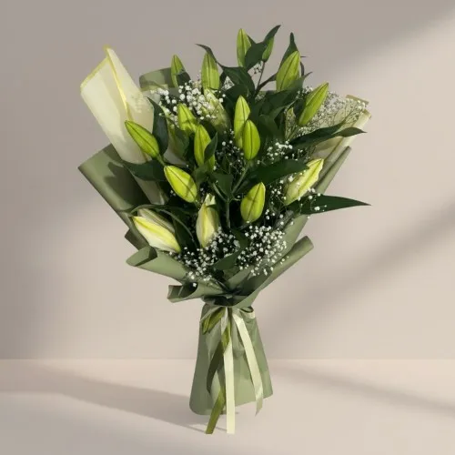 5 Dal Lilyum Buketi (Kazablanka, Zambak)