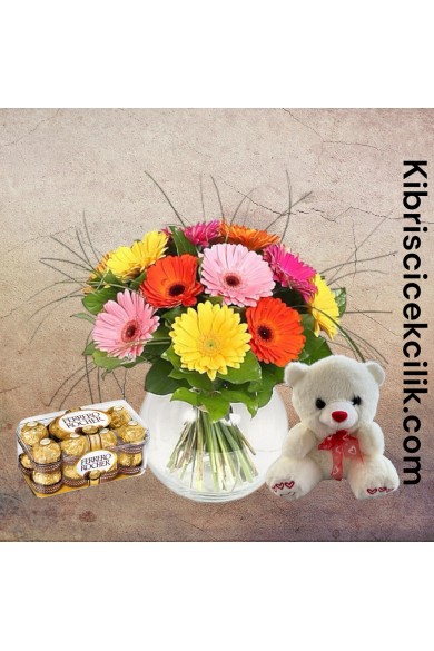 Akvaryumda Gerbera Ayıcık 16'lı Ferrero Çikolata Akvaryumda Gerbera Ayıcık 16'lı Ferrero Çikolata