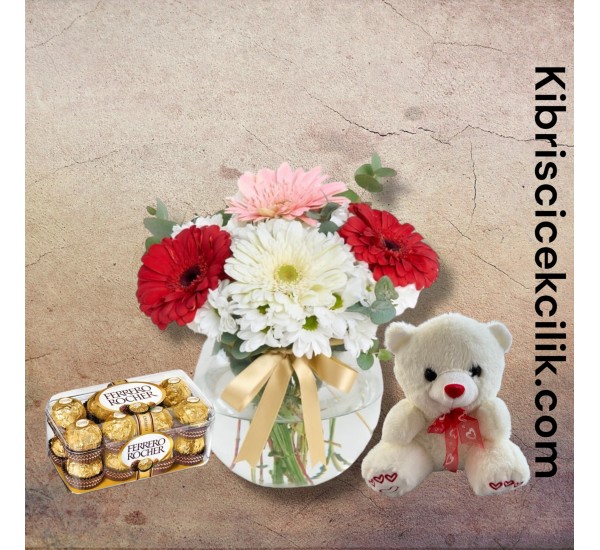 Akvaryumda Karışık Çiçek Ayıcık 16'lı Ferrero Çikolata Akvaryumda Karışık Çiçek Ayıcık 16'lı Ferrero Çikolata