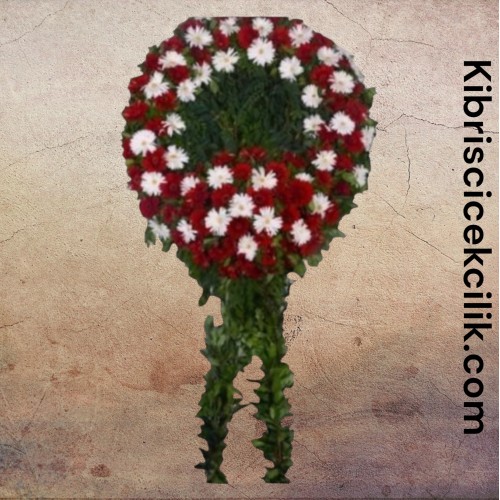 Ayaklı Kırmızı Beyaz Cenaze Çelenk