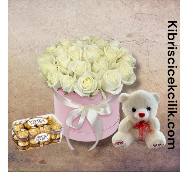 Kutuda 25 Beyaz Gül Ayıcık 16'lı Ferrero Çikolata Kutuda 25 Beyaz Gül Ayıcık 16'lı Ferrero Çikolata