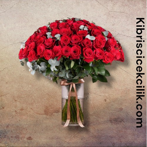 Vazoda 101 Kırmızı Gül