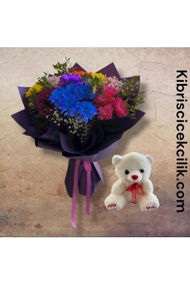 Kasımpatı Buketi ve Ayıcık Kasımpatı Buketi ve Ayıcık