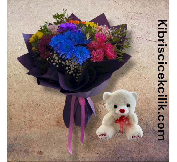 Kasımpatı Buketi ve Ayıcık Kasımpatı Buketi ve Ayıcık